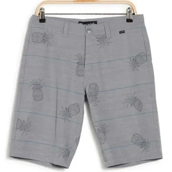 Travis Mathew Gray Pineapple Print Flat Front Shorts Size 36 - Picture 1 of 4